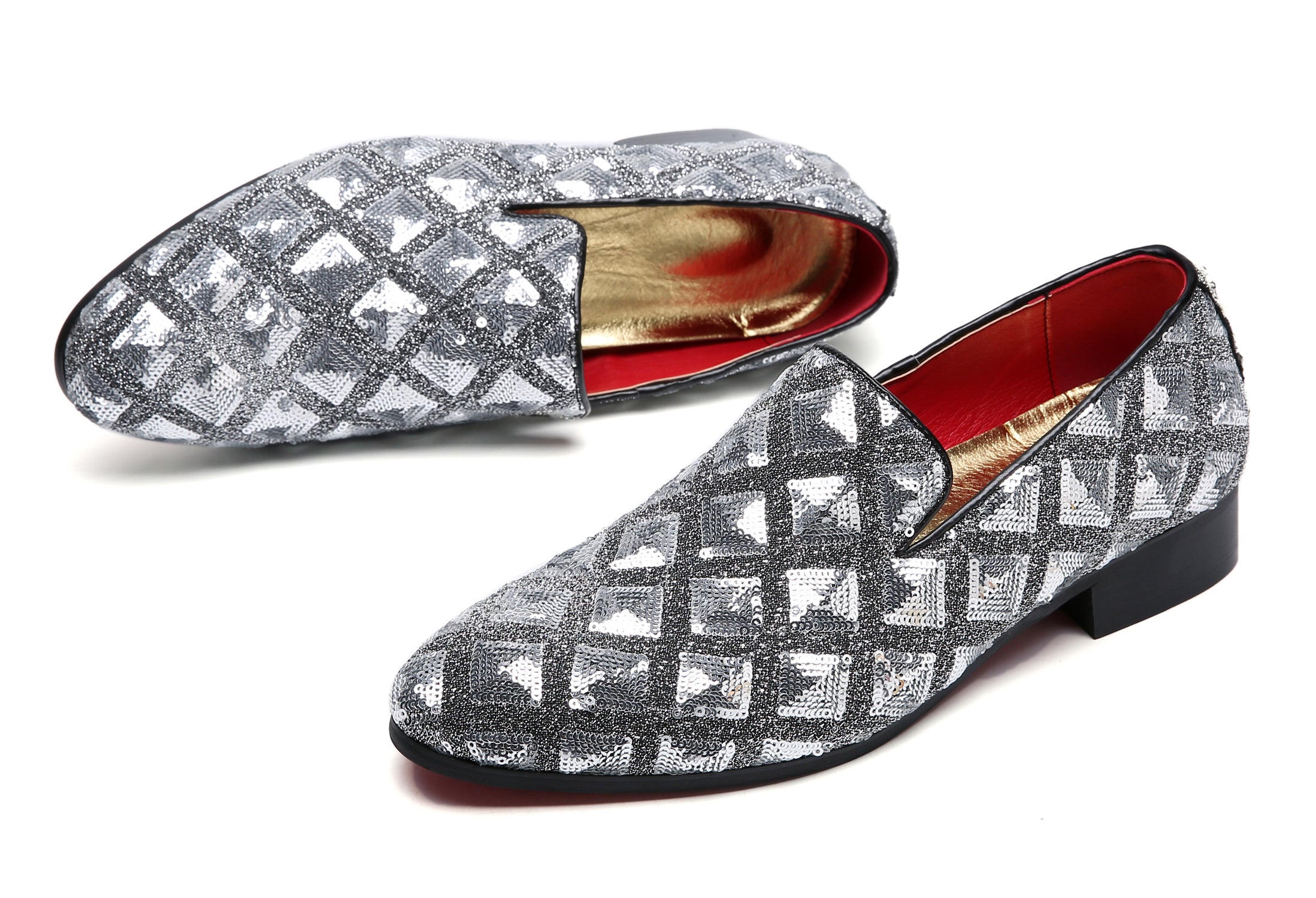 Mocasines para fumar con purpurina y paillettes para hombre 