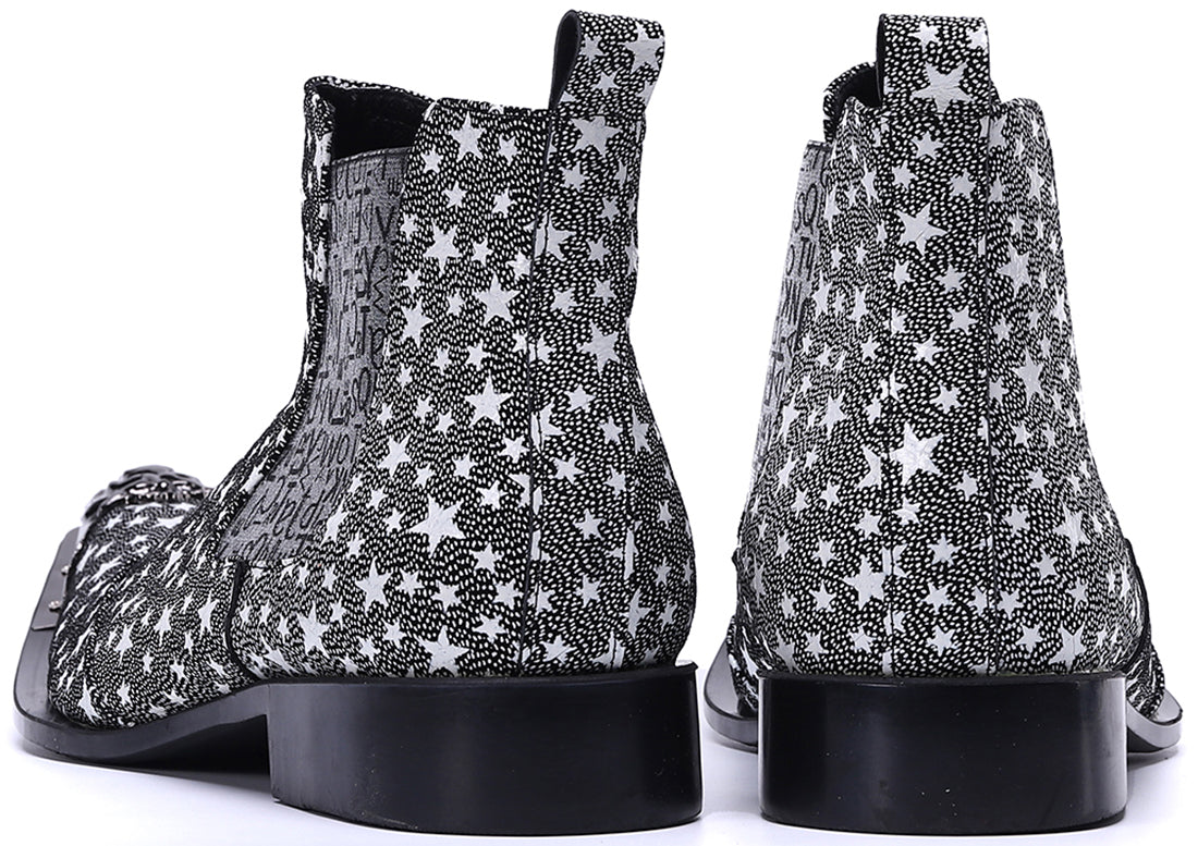 Men's Metal Tip Five-Pointed Star Western Boots