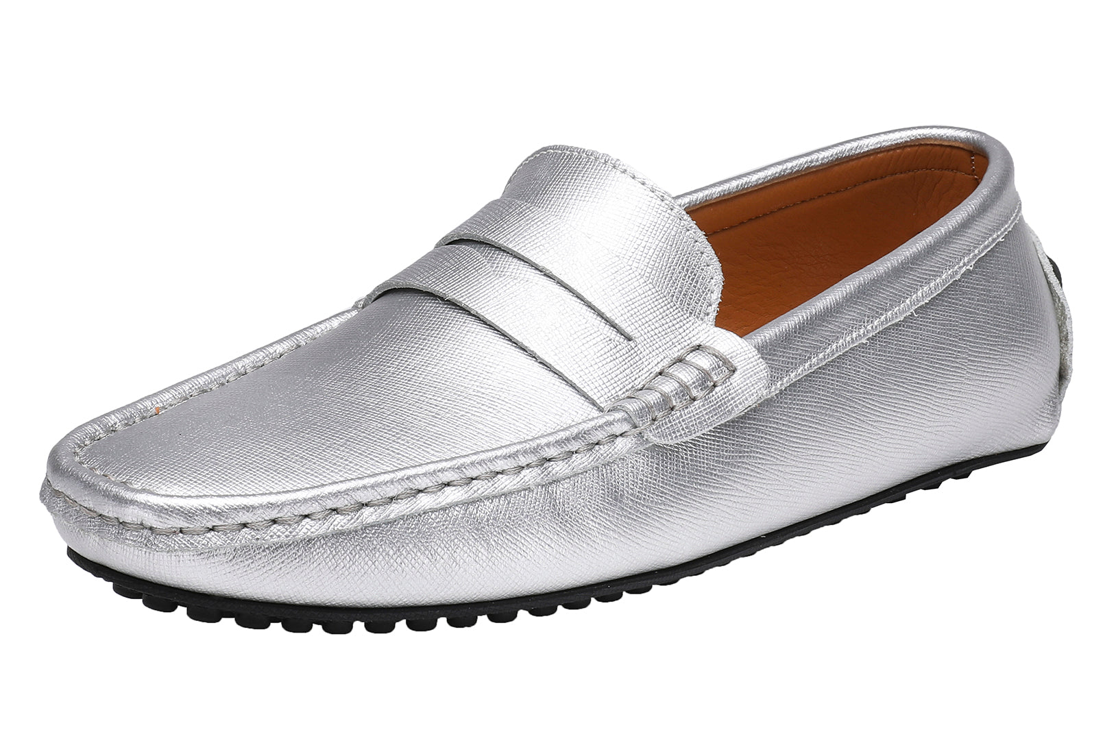 Mocasines de conducción lisos de cuero genuino para hombre