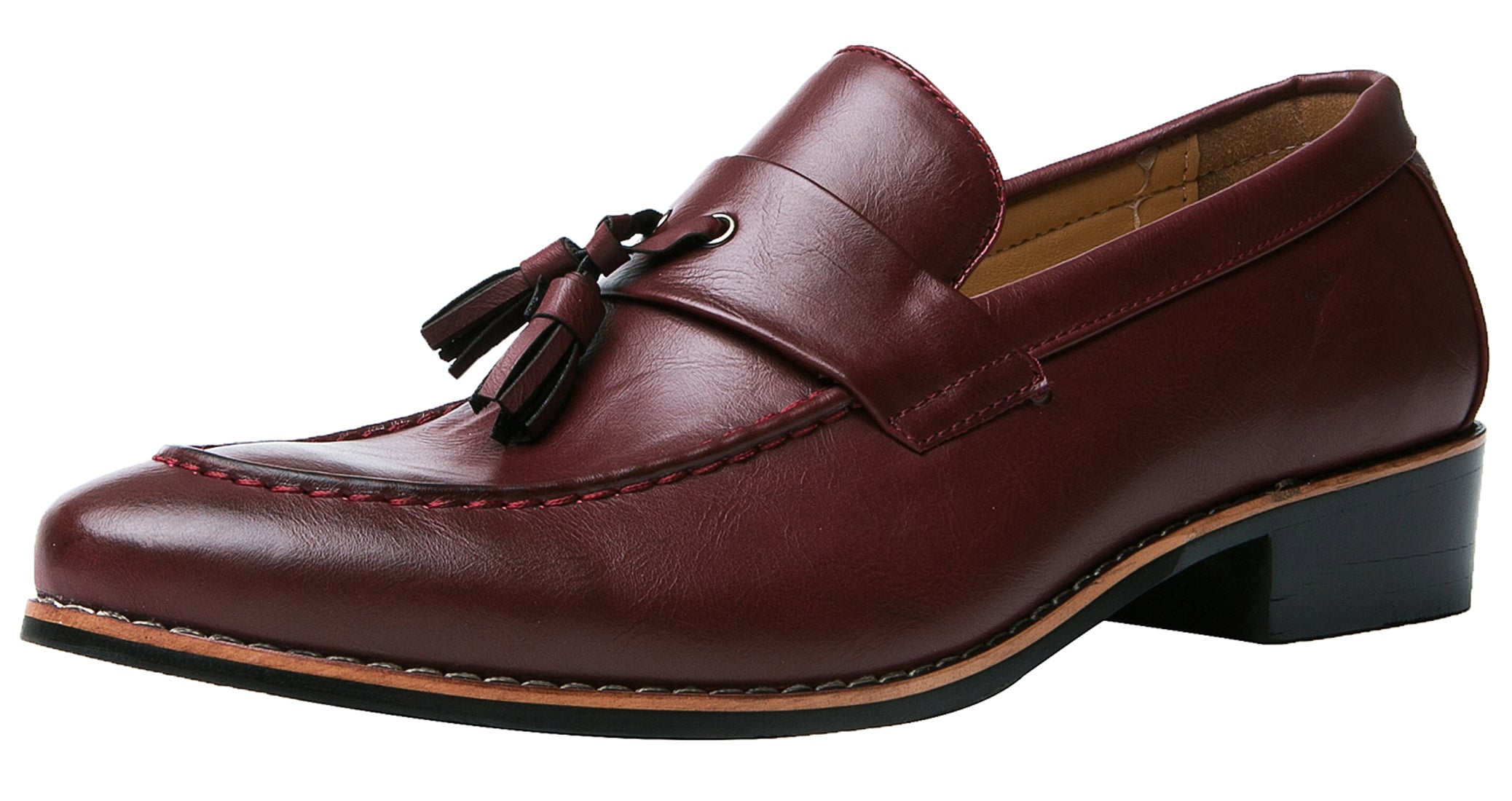 Mocasines con borlas para hombre Negro Rojo Bronceado 