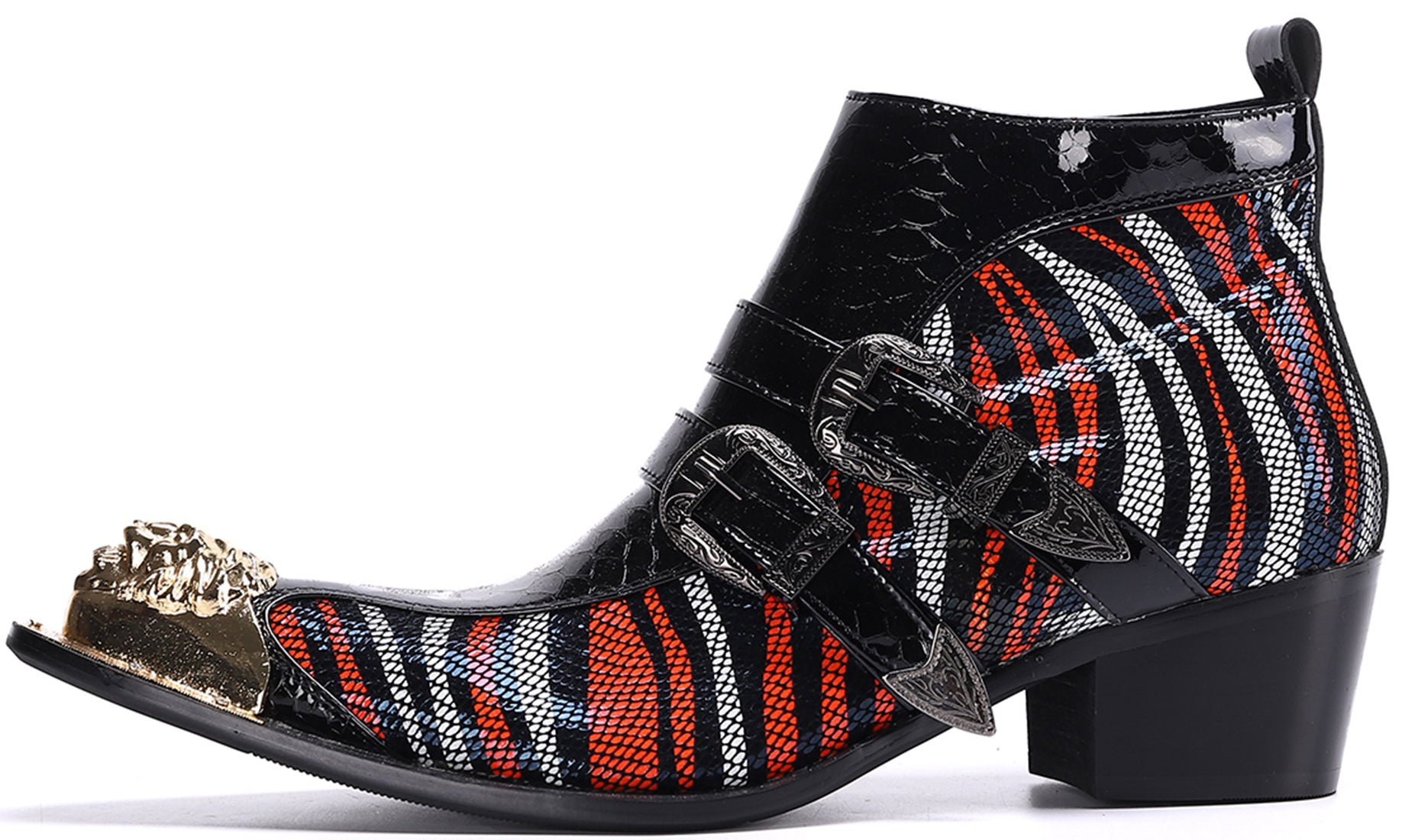 Men's Double Buckle Metal Tip Western Boots