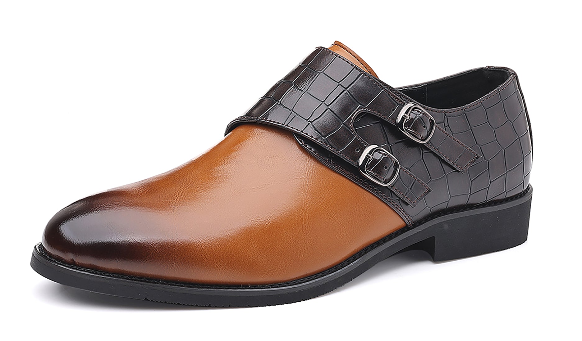 Men's Monk Strap Loafers Black Brown