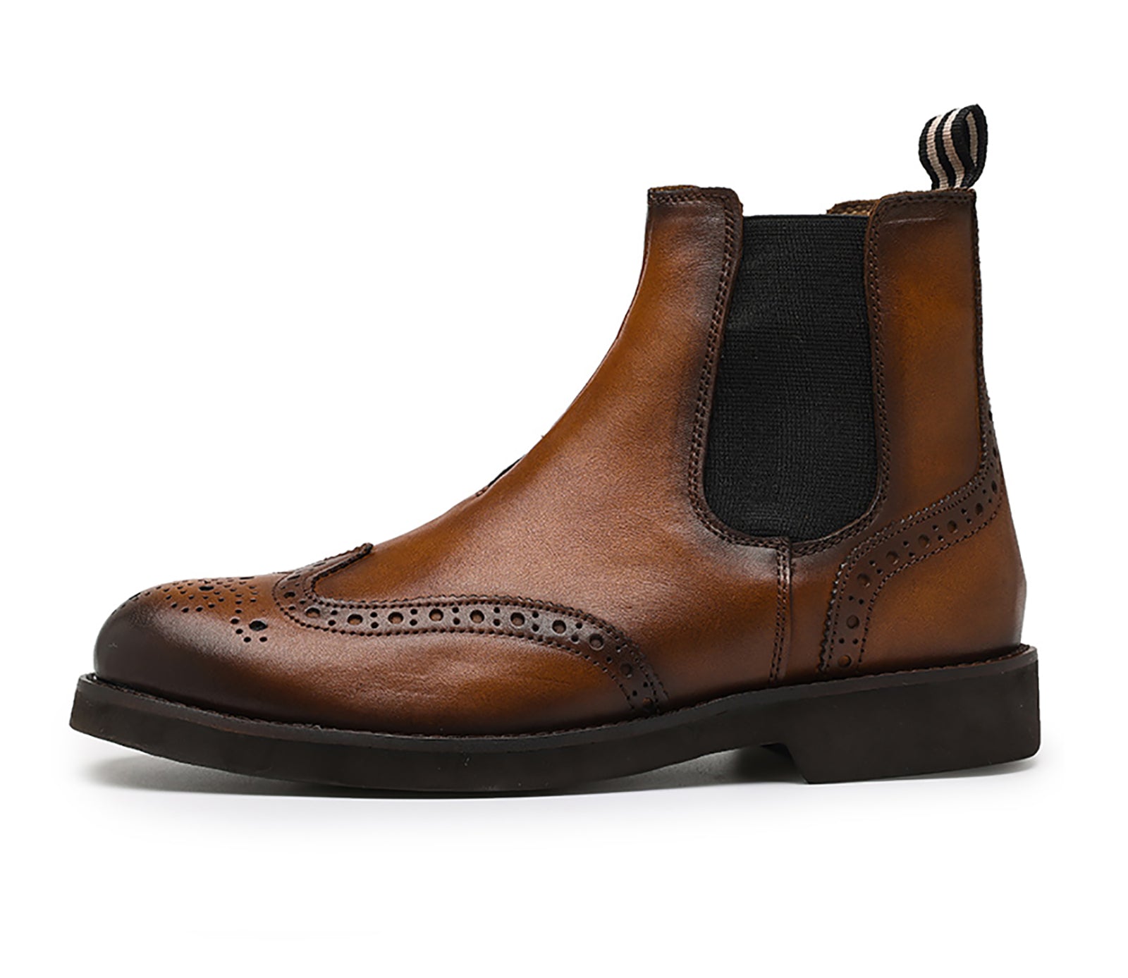 Botas Chelsea para hombre de piel con punta redonda 