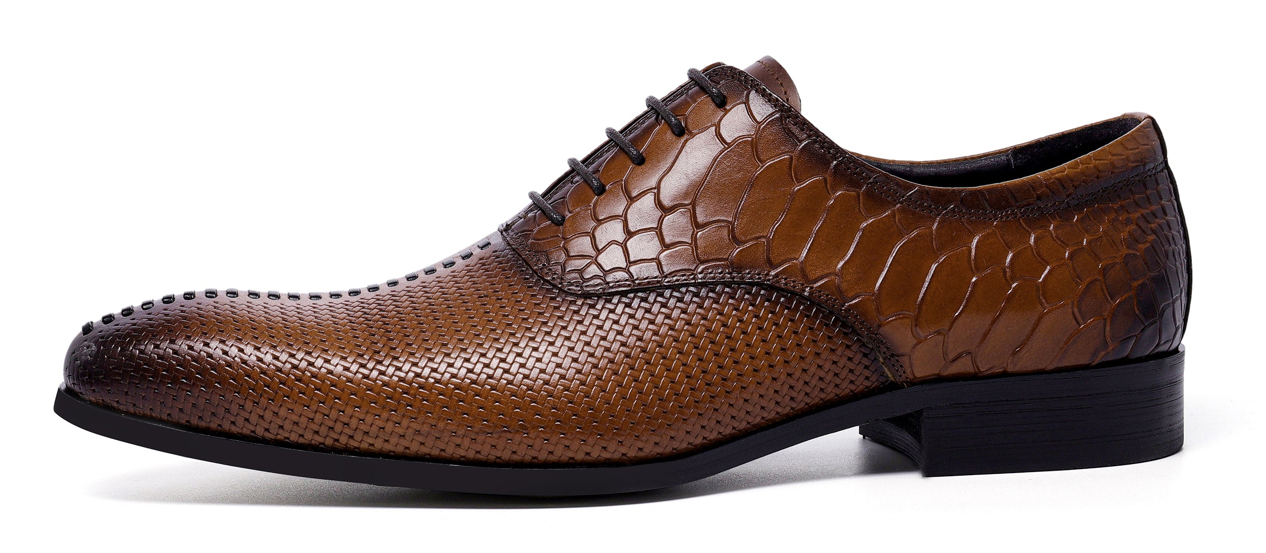 Zapatos Oxford tejidos de cuero formal para hombre 