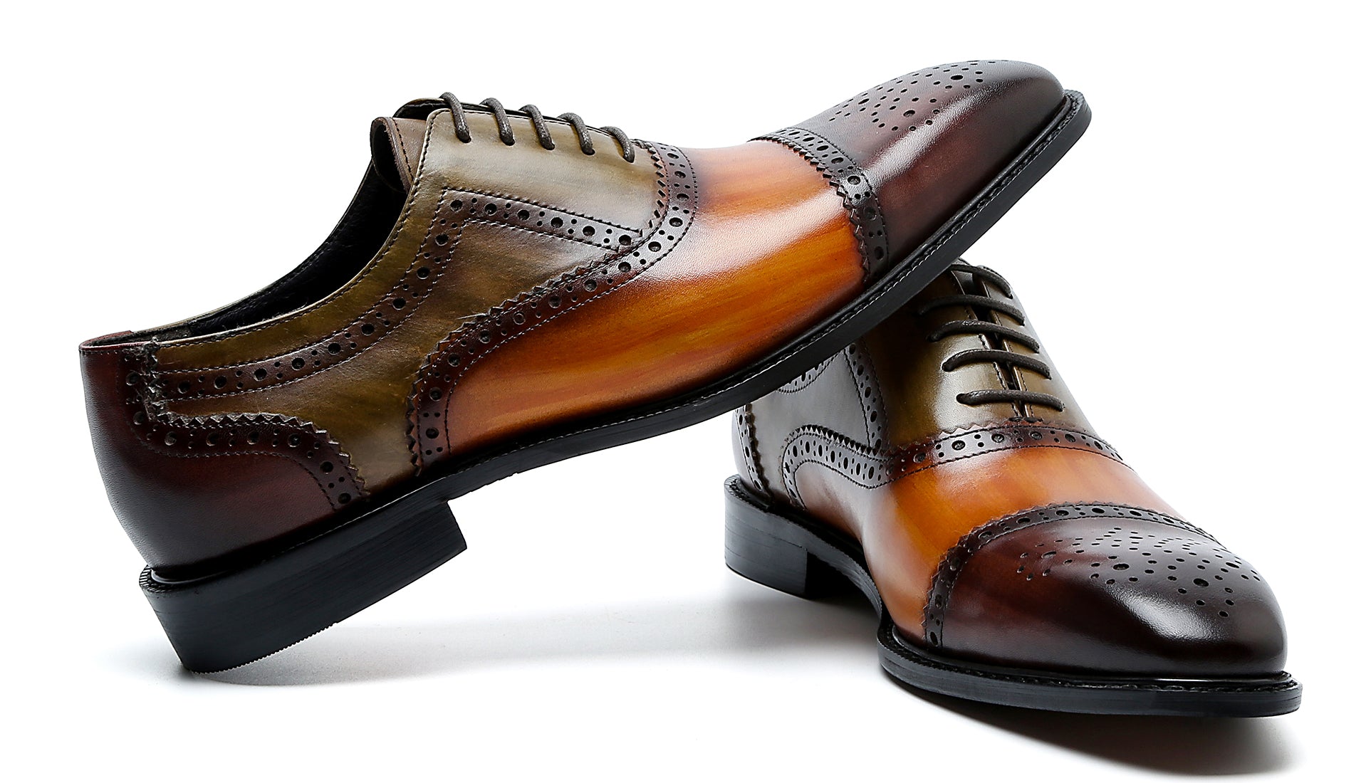 Oxford colorido de cuero brogue para hombre 