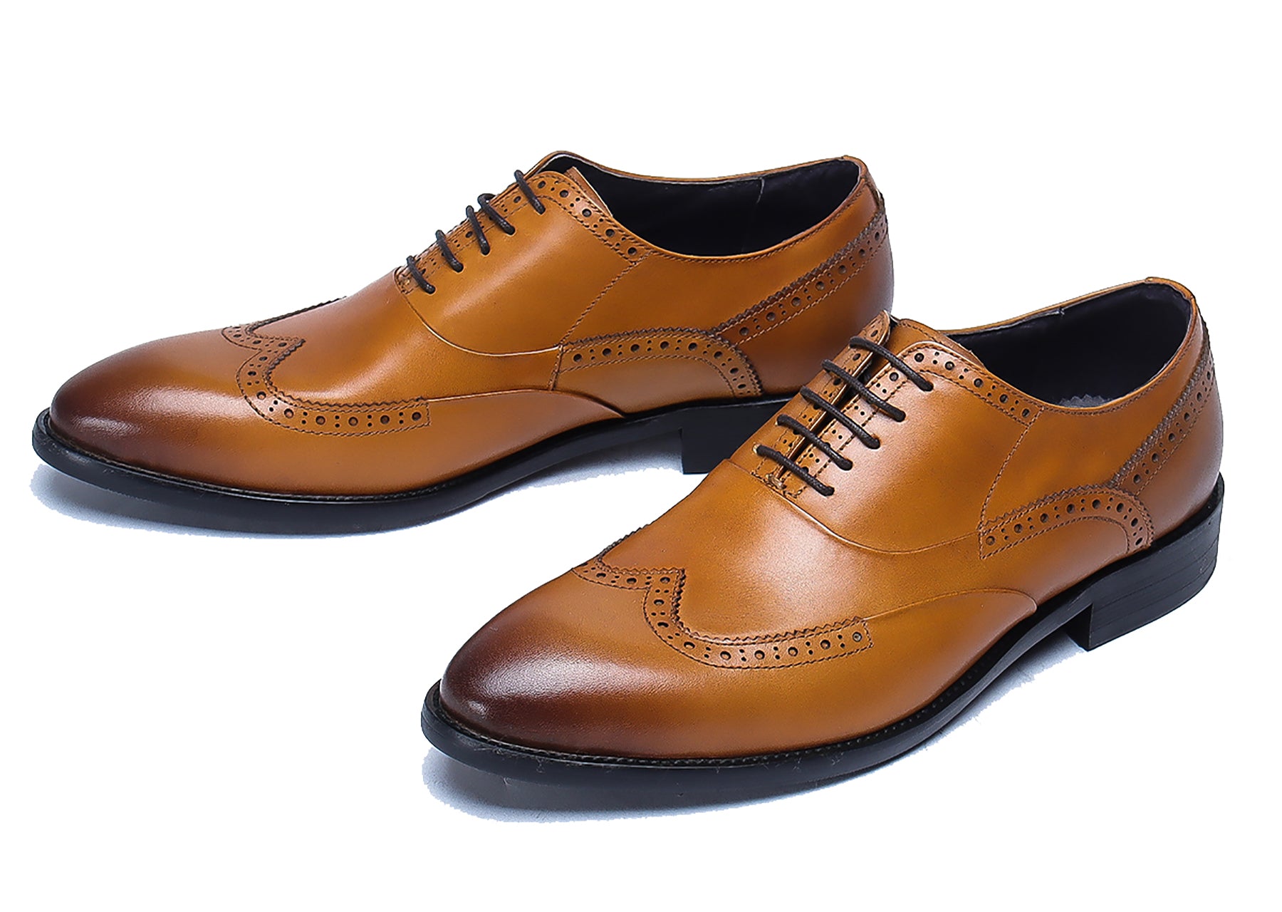 Zapatos Oxford de cuero con cordones para hombre 