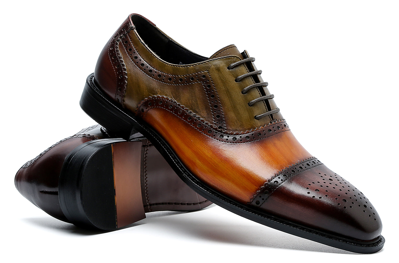 Oxford colorido de cuero brogue para hombre 