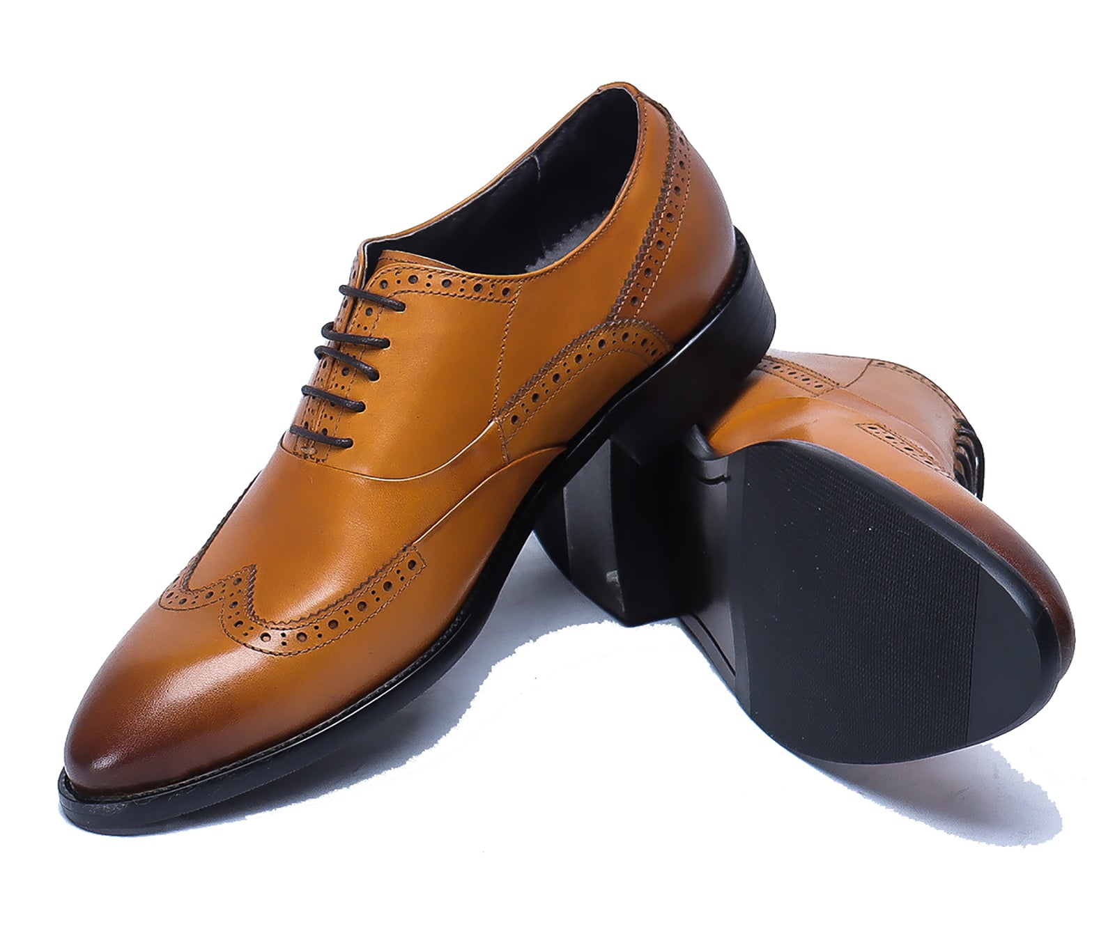 Zapatos Oxford de cuero con cordones para hombre 