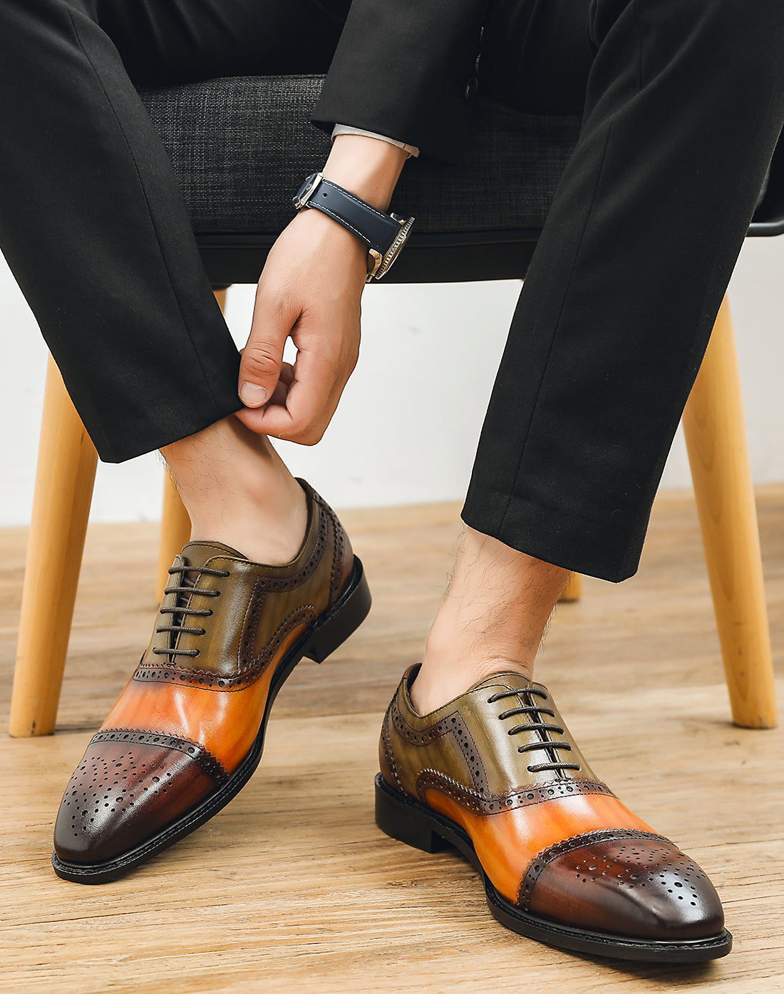 Men's Brogue Leather Colorful Oxford