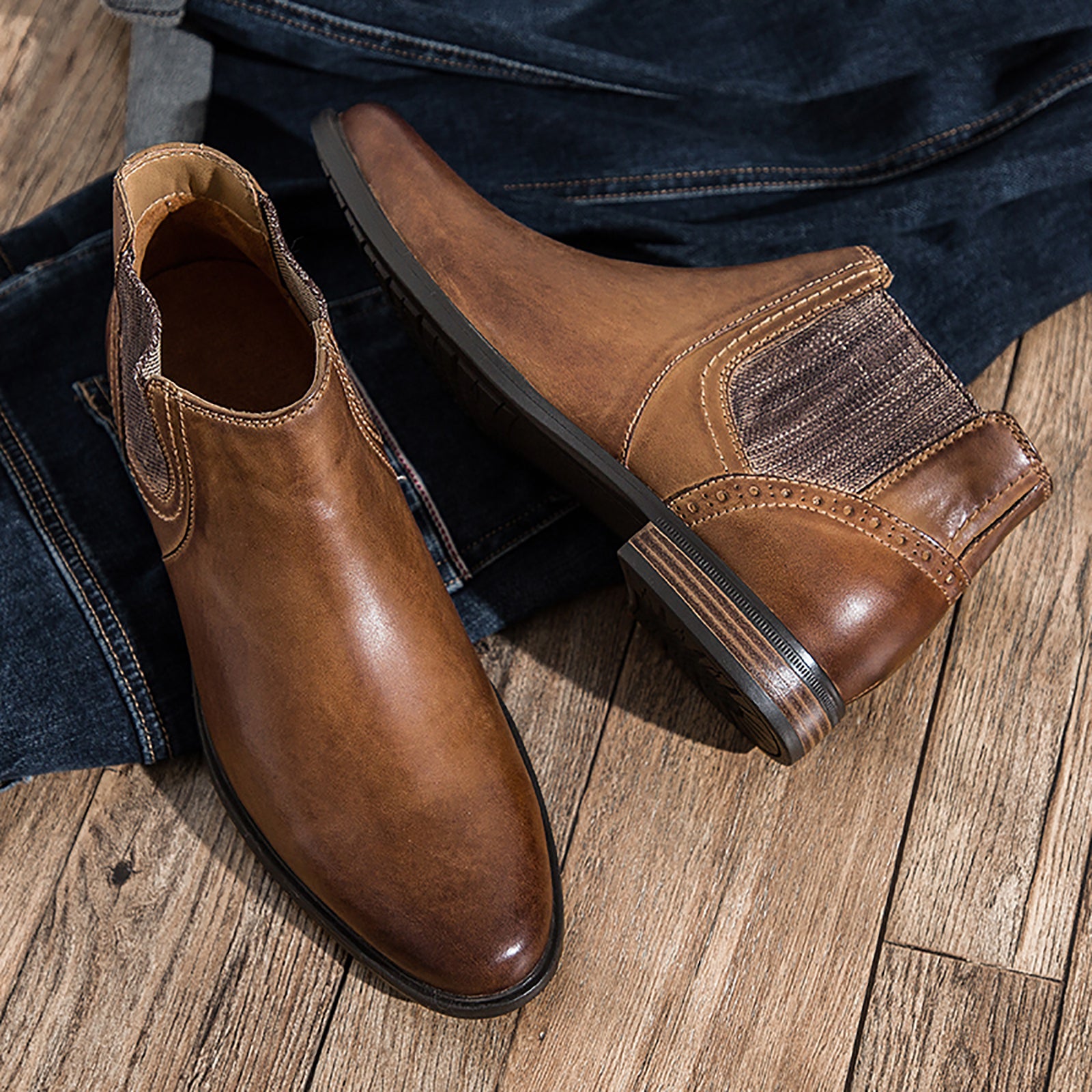 Men's Chelsea Boots Leather Black Brown Tan