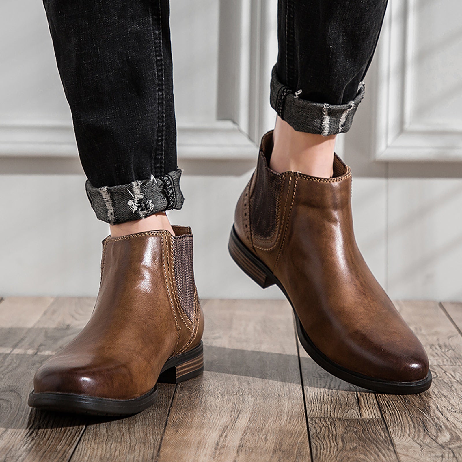 Men's Chelsea Boots Leather Black Brown Tan