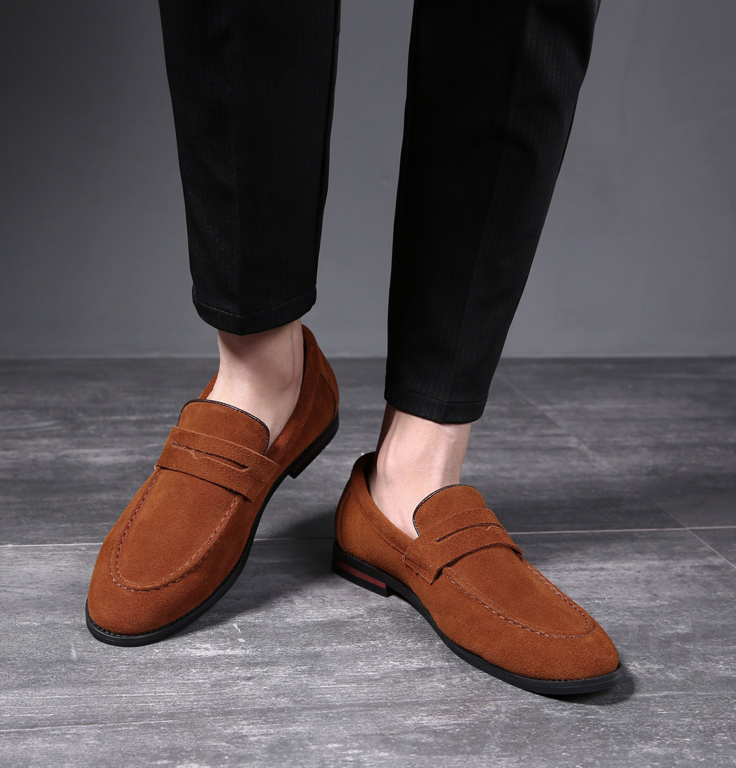 Men's Moc Toe Suede Penny Loafers