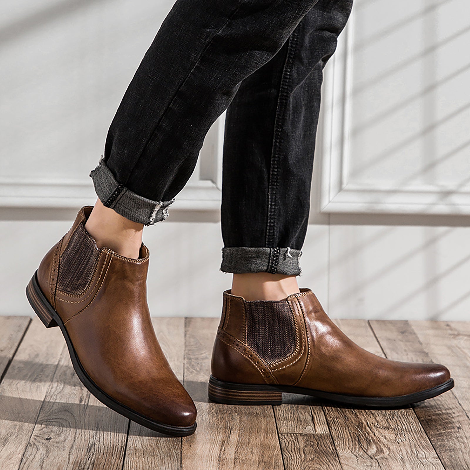 Men's Chelsea Boots Leather Black Brown Tan