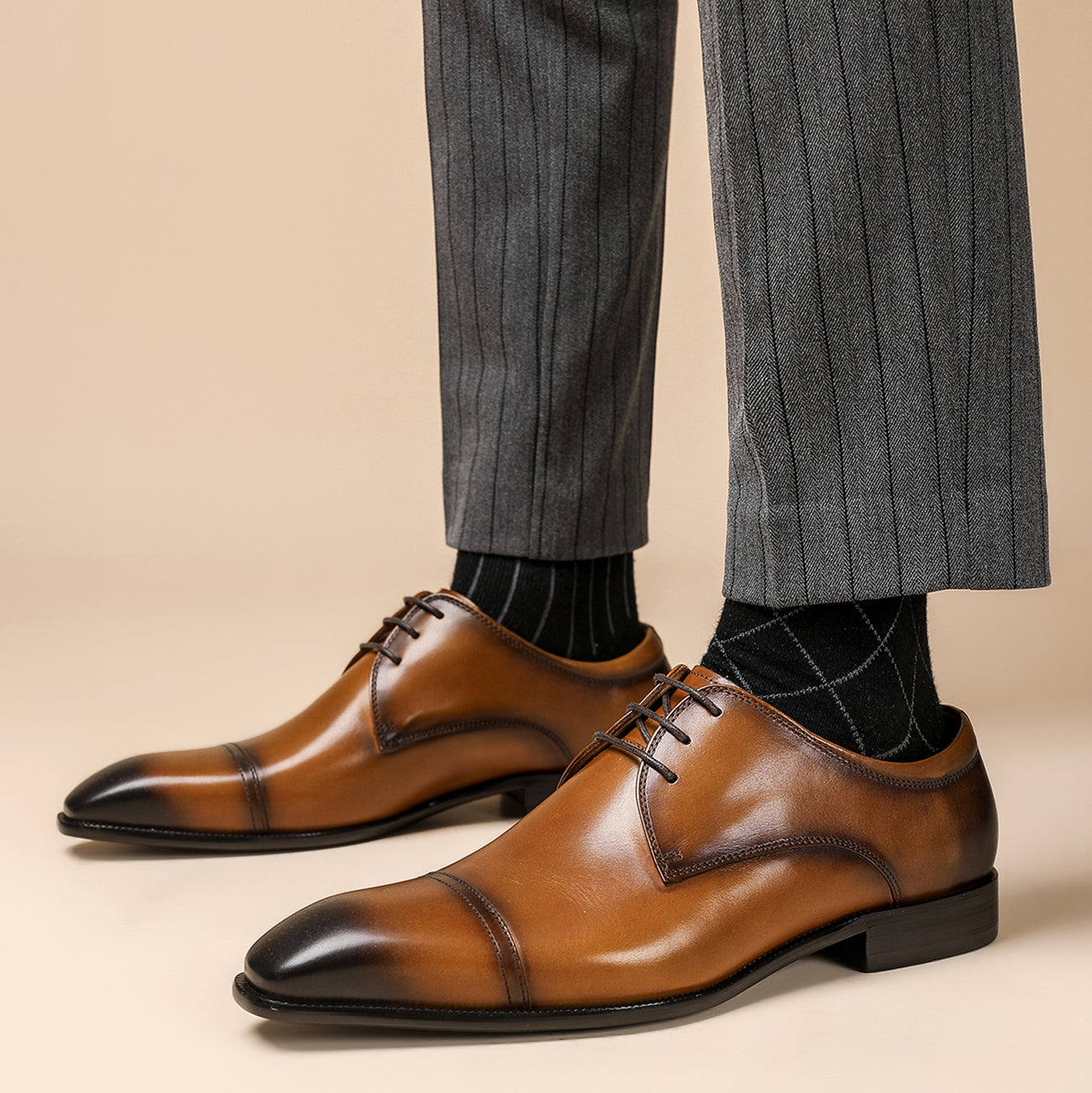 Men's Leather Plain Toe Derby