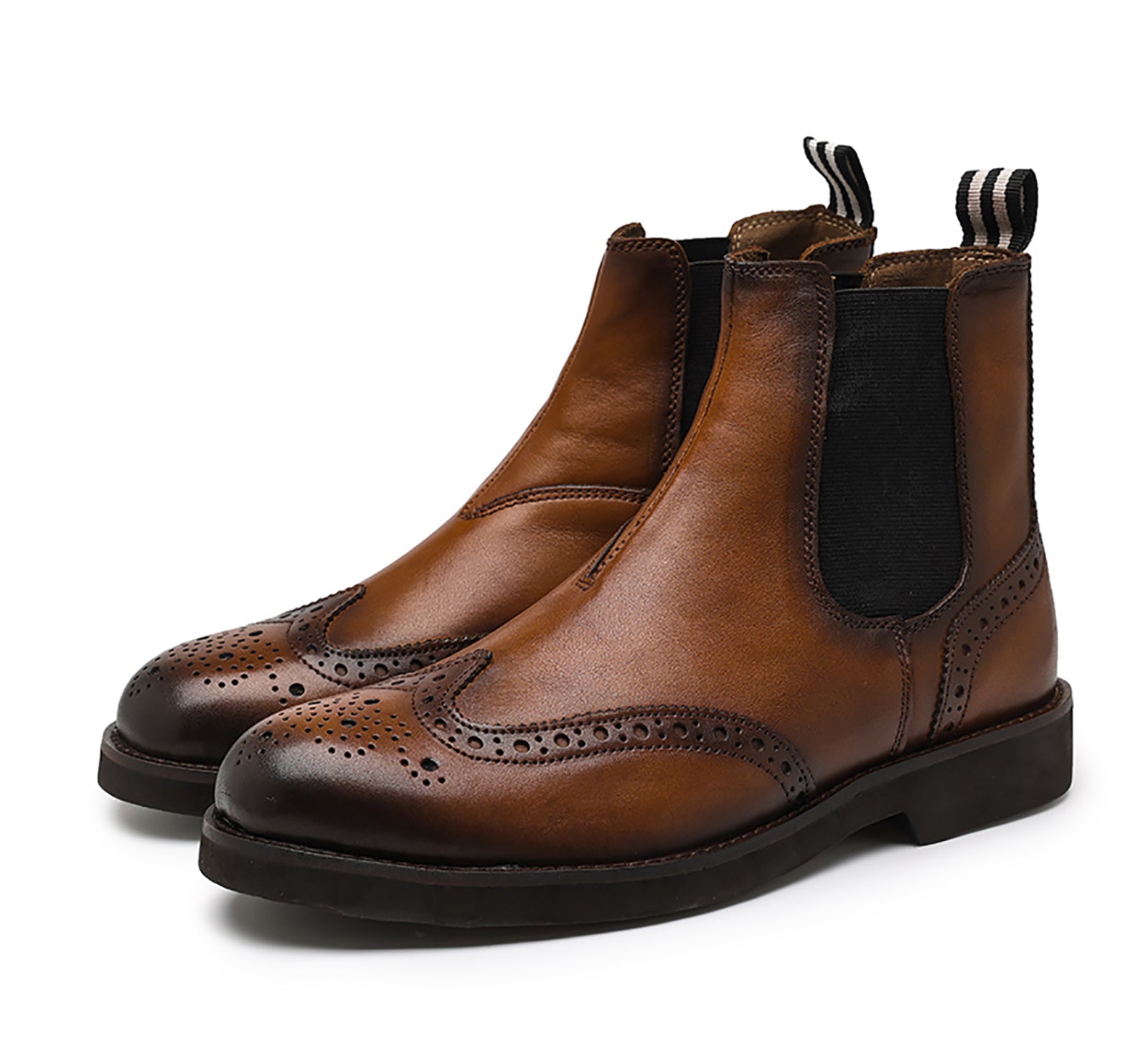 Botas Chelsea para hombre de piel con punta redonda 