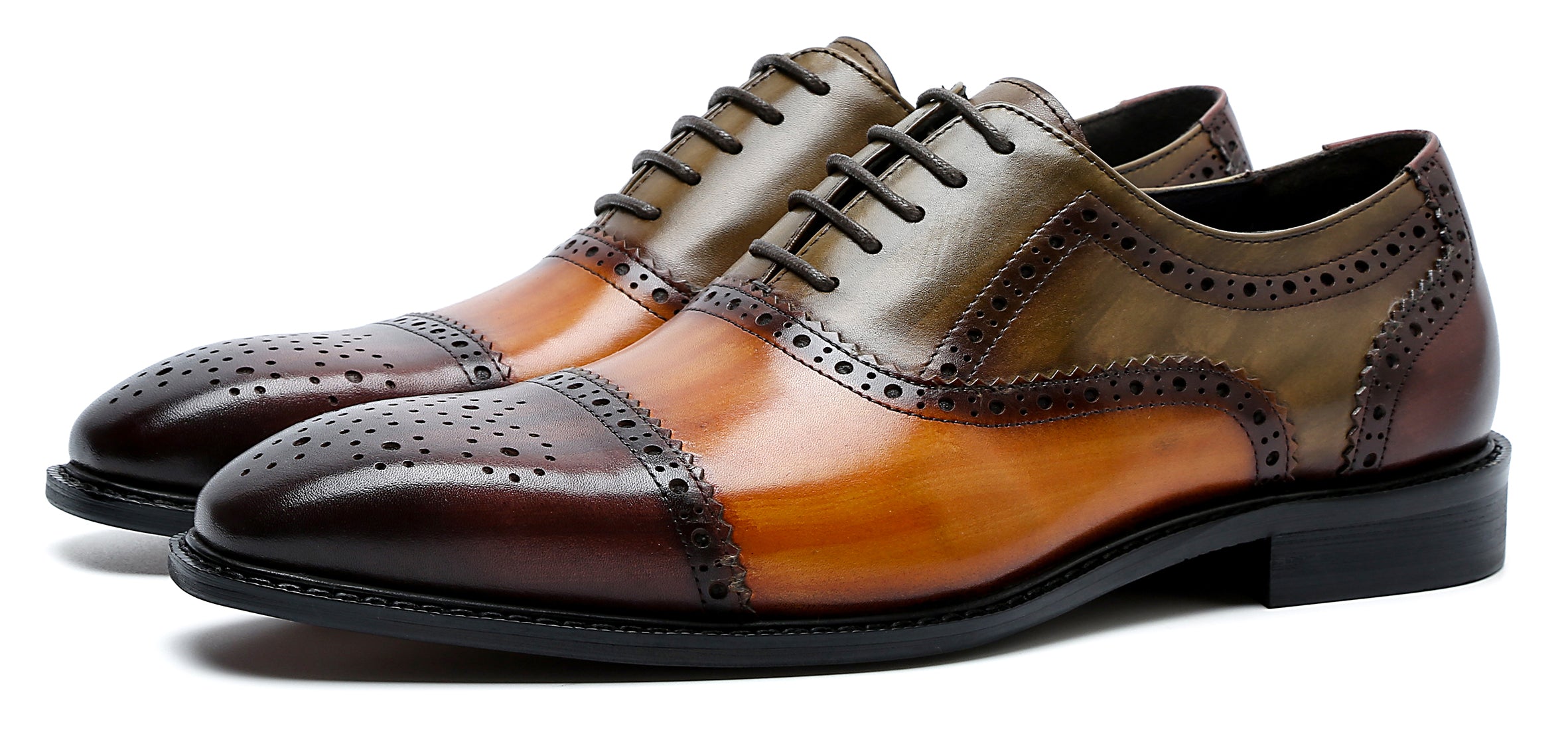 Oxford colorido de cuero brogue para hombre 