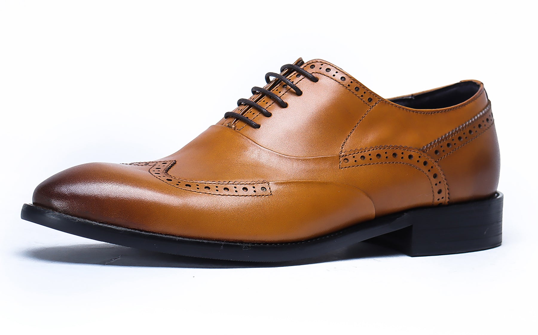 Zapatos Oxford de cuero con cordones para hombre 