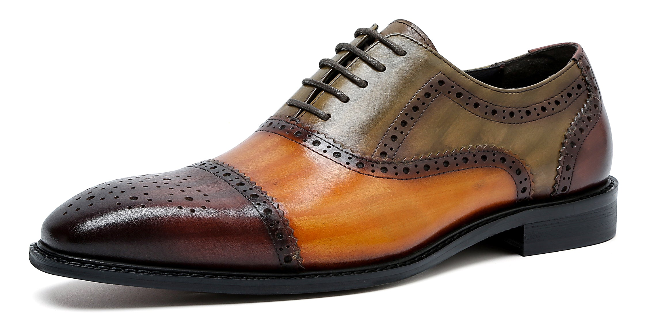 Oxford colorido de cuero brogue para hombre 