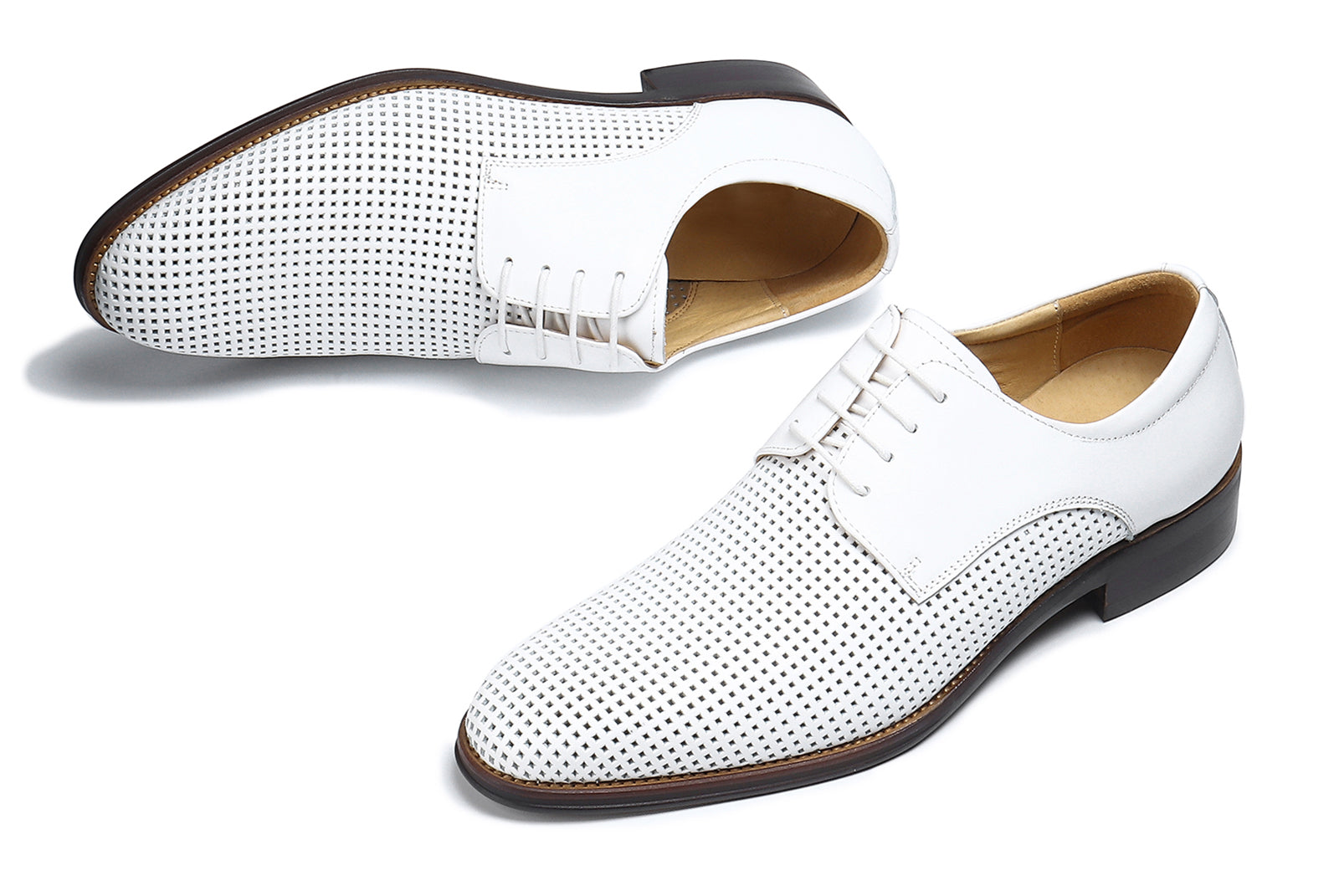 Oxfords formales y transpirables de cuero para hombre 