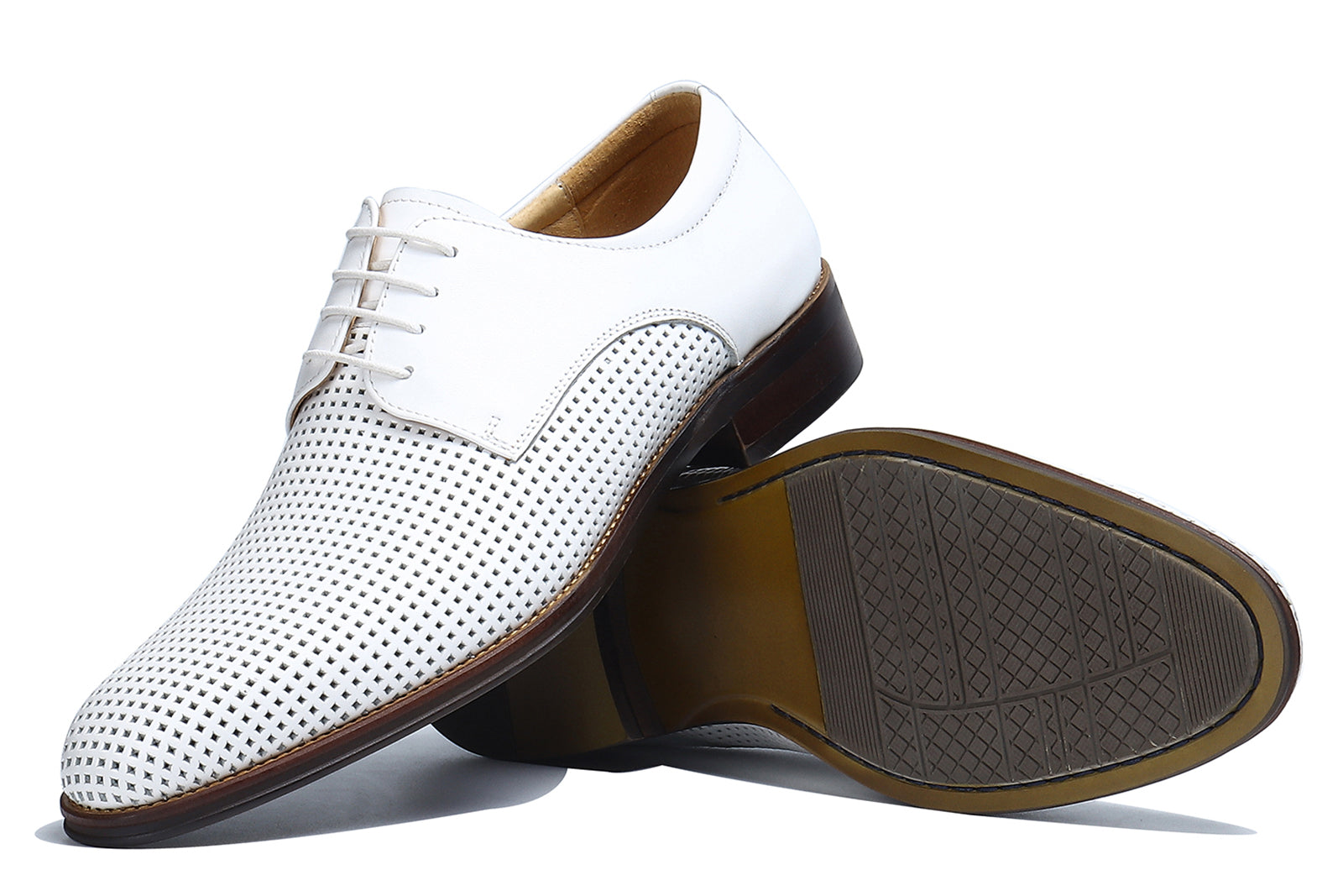 Oxfords formales y transpirables de cuero para hombre 