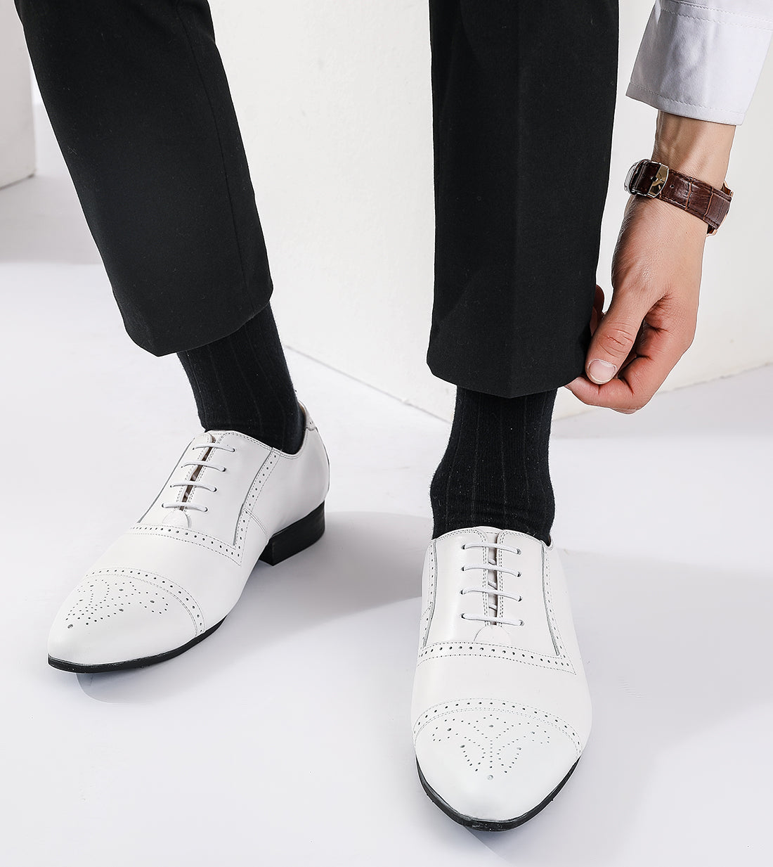 Oxford Brogue de cuero genuino para hombre 