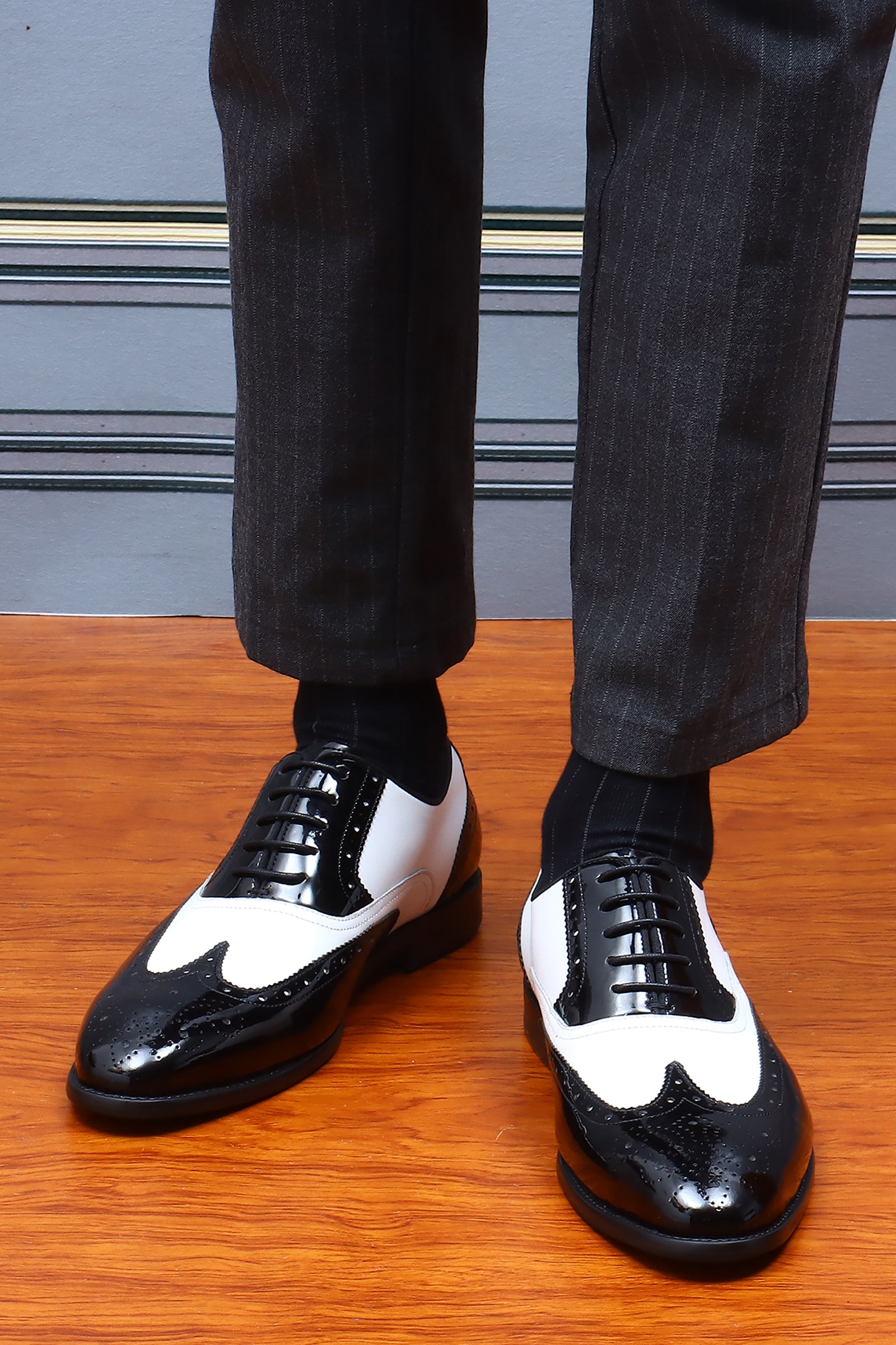 Zapatos Oxford de vestir de cuero genuino para hombre 