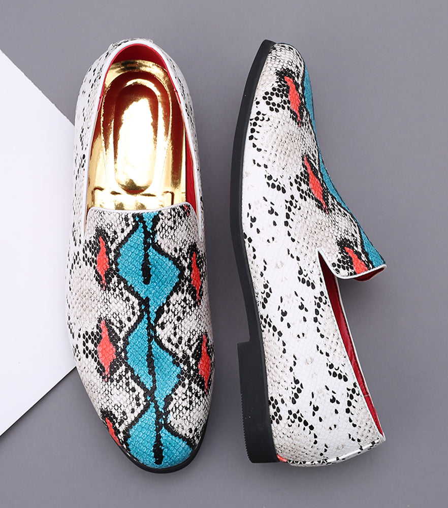 Men's Snake Print Smoking Loafers