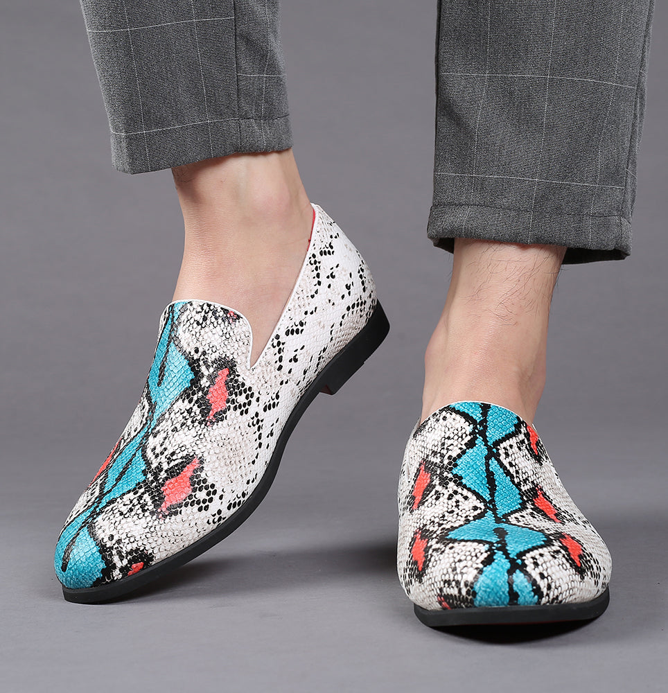 Men's Snake Print Smoking Loafers