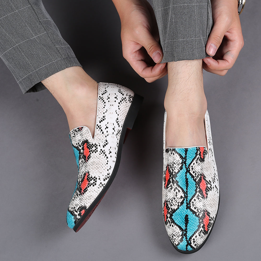 Men's Snake Print Smoking Loafers