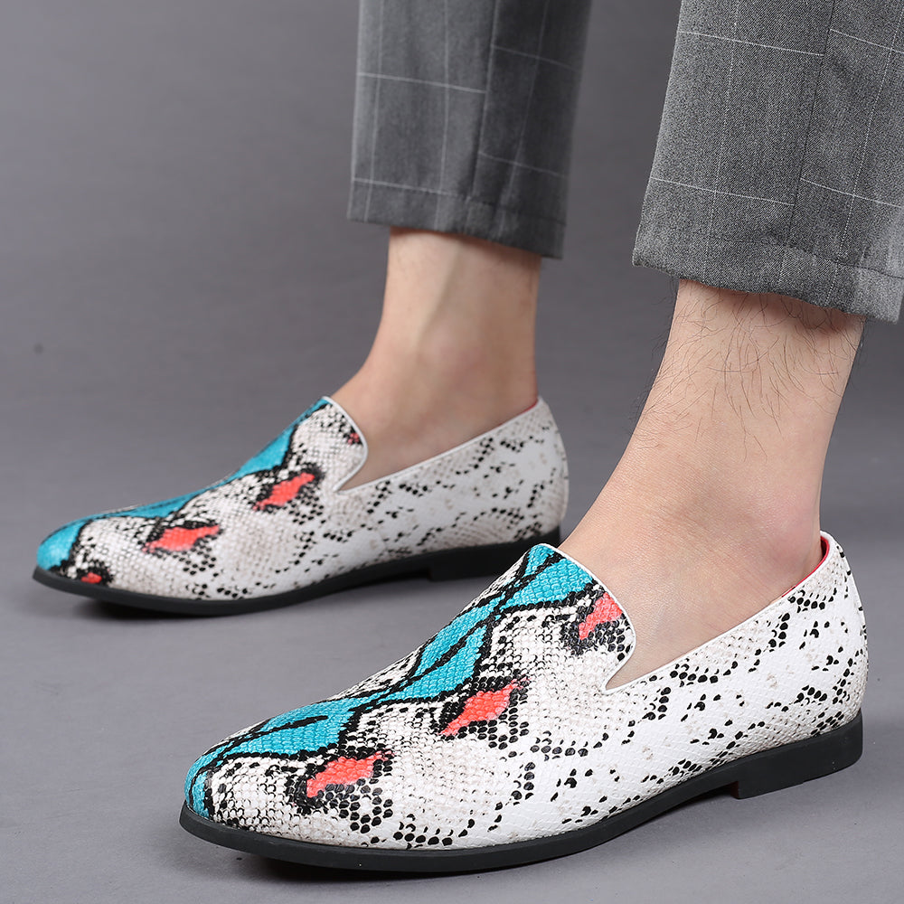 Mocasines para fumar con estampado de serpiente para hombre 