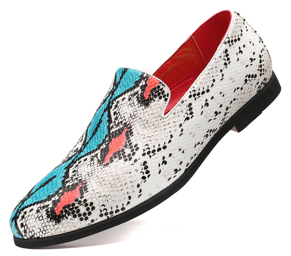 Men's Snake Print Smoking Loafers