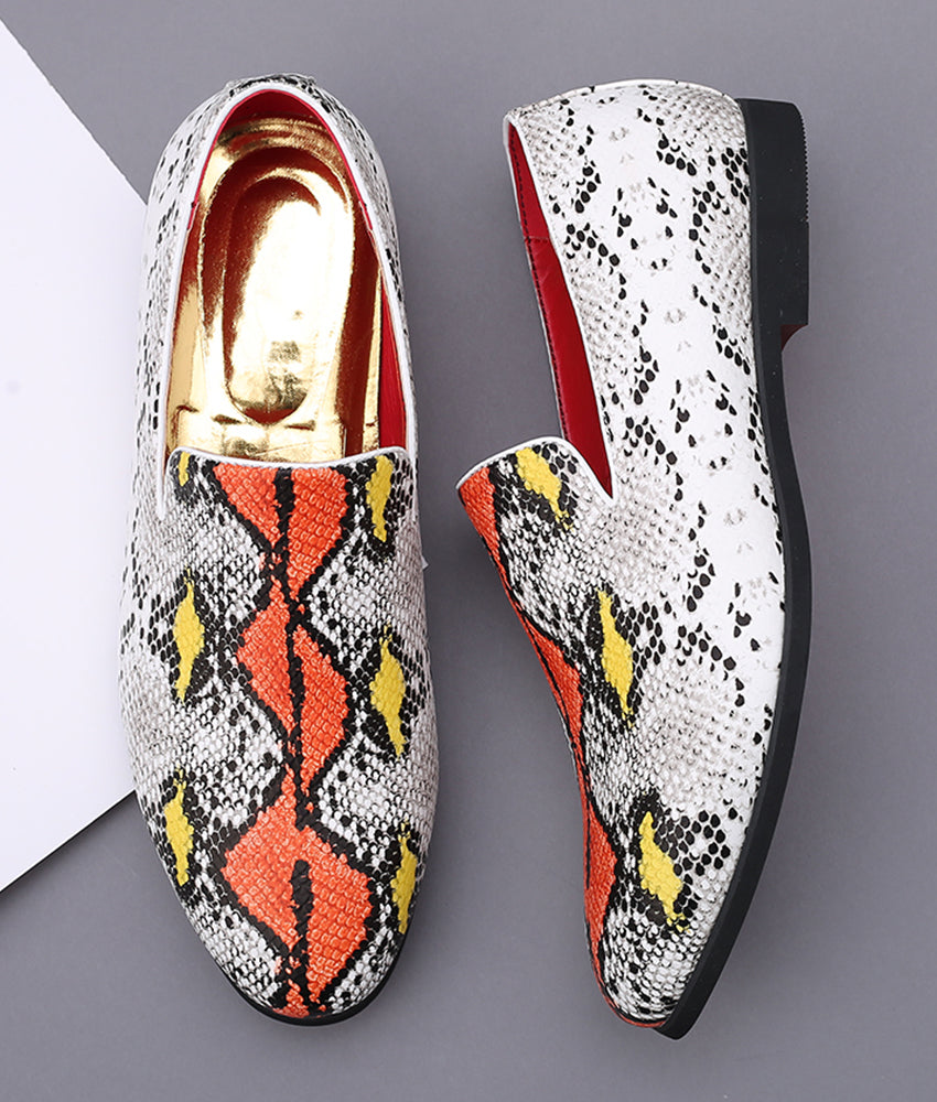 Men's Snake Print Smoking Loafers