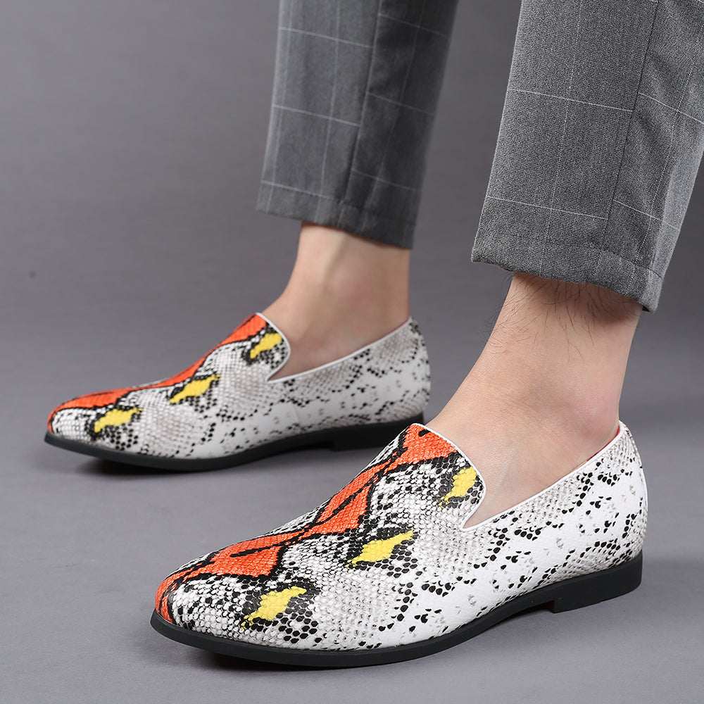 Mocasines para fumar con estampado de serpiente para hombre 