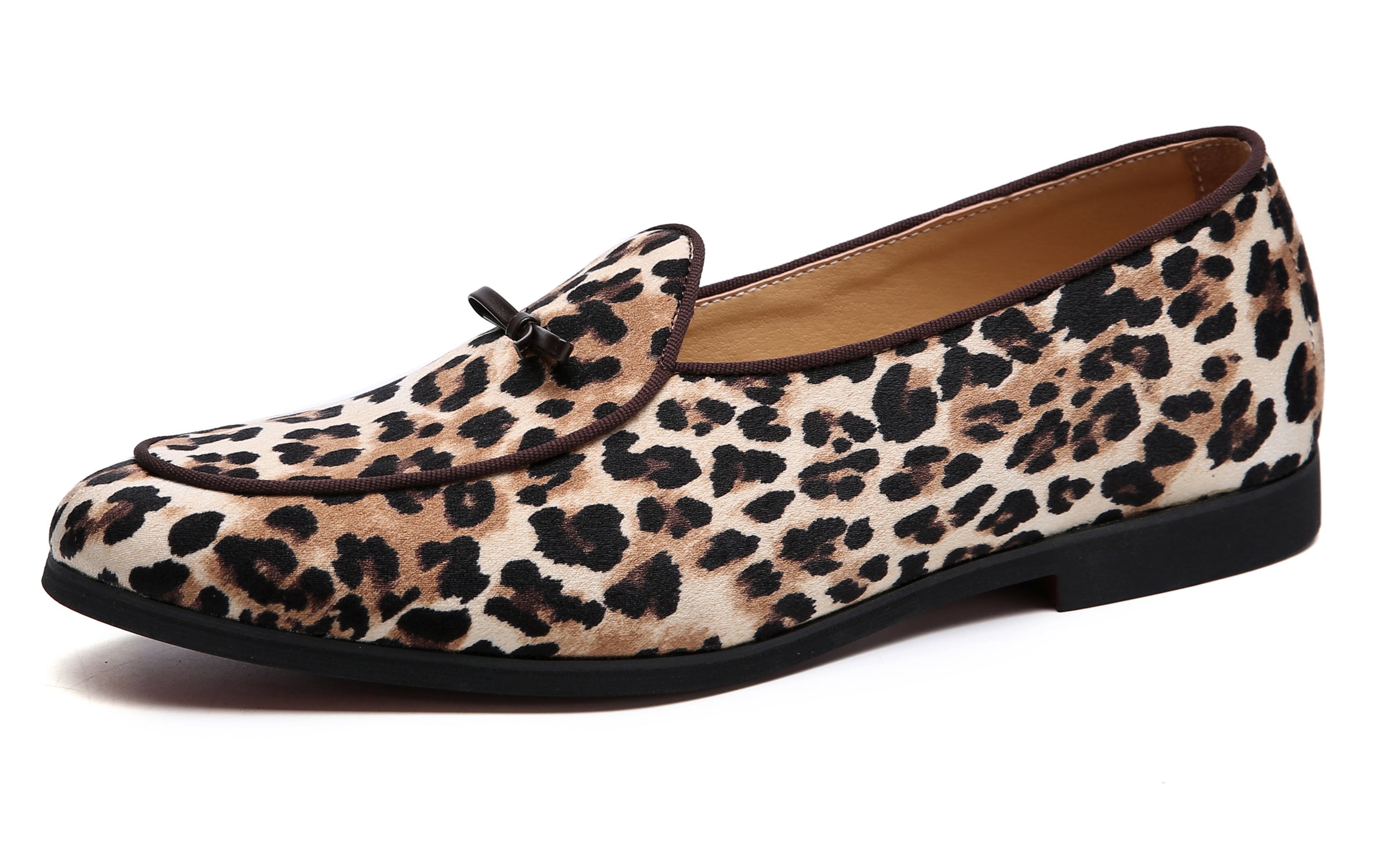 Men's Leopard Bow Casual Loafers