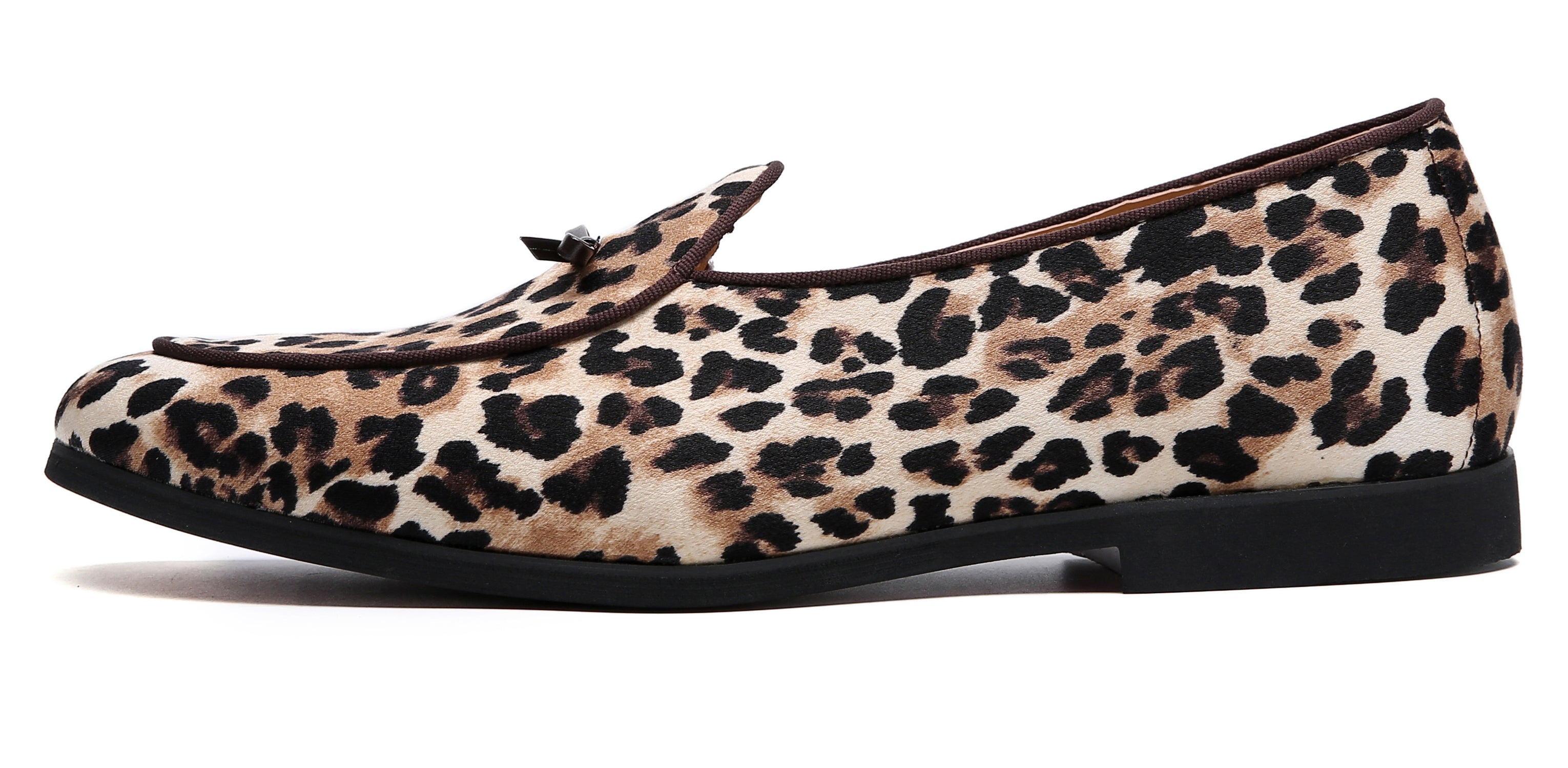 Men's Leopard Bow Casual Loafers