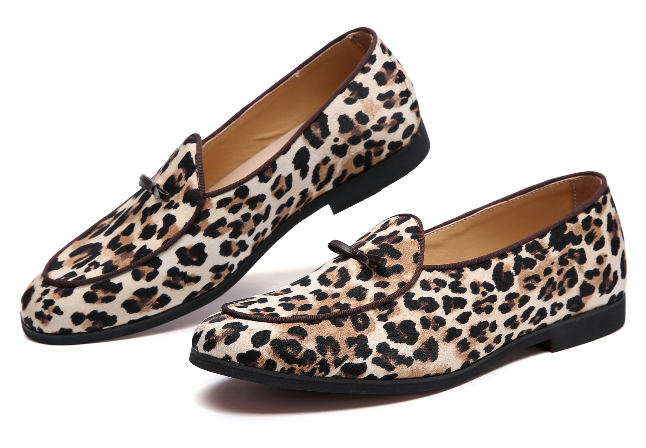 Men's Leopard Bow Casual Loafers