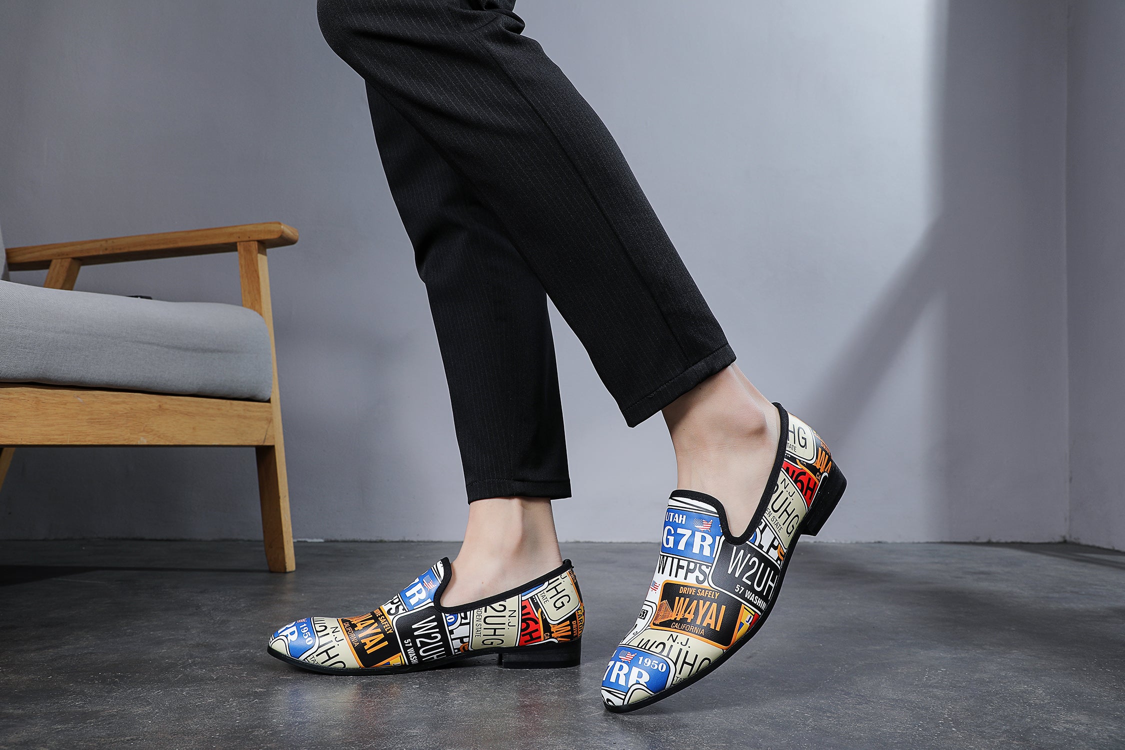 Men's Graphic Print Smoking Loafers