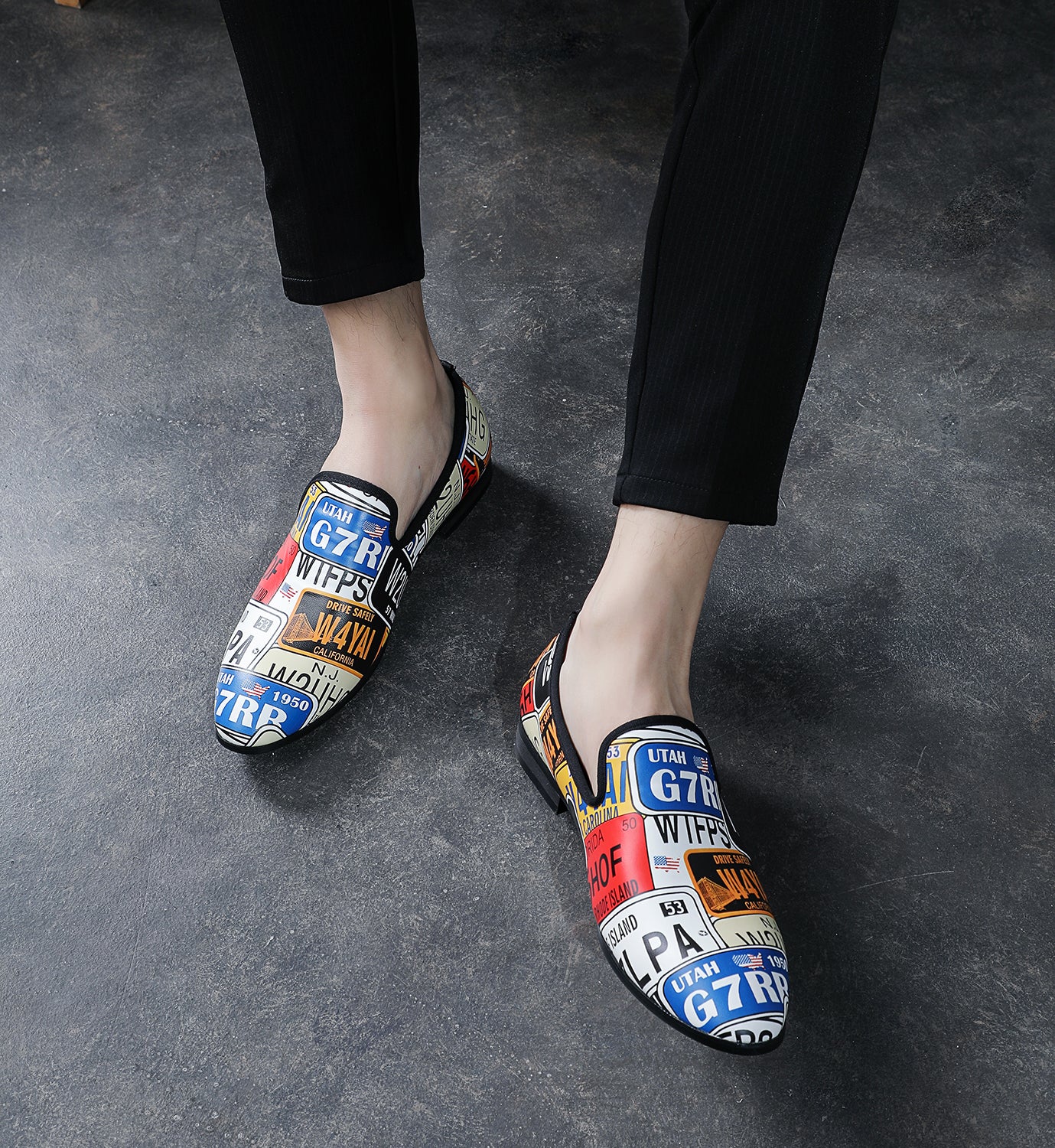 Men's Graphic Print Smoking Loafers