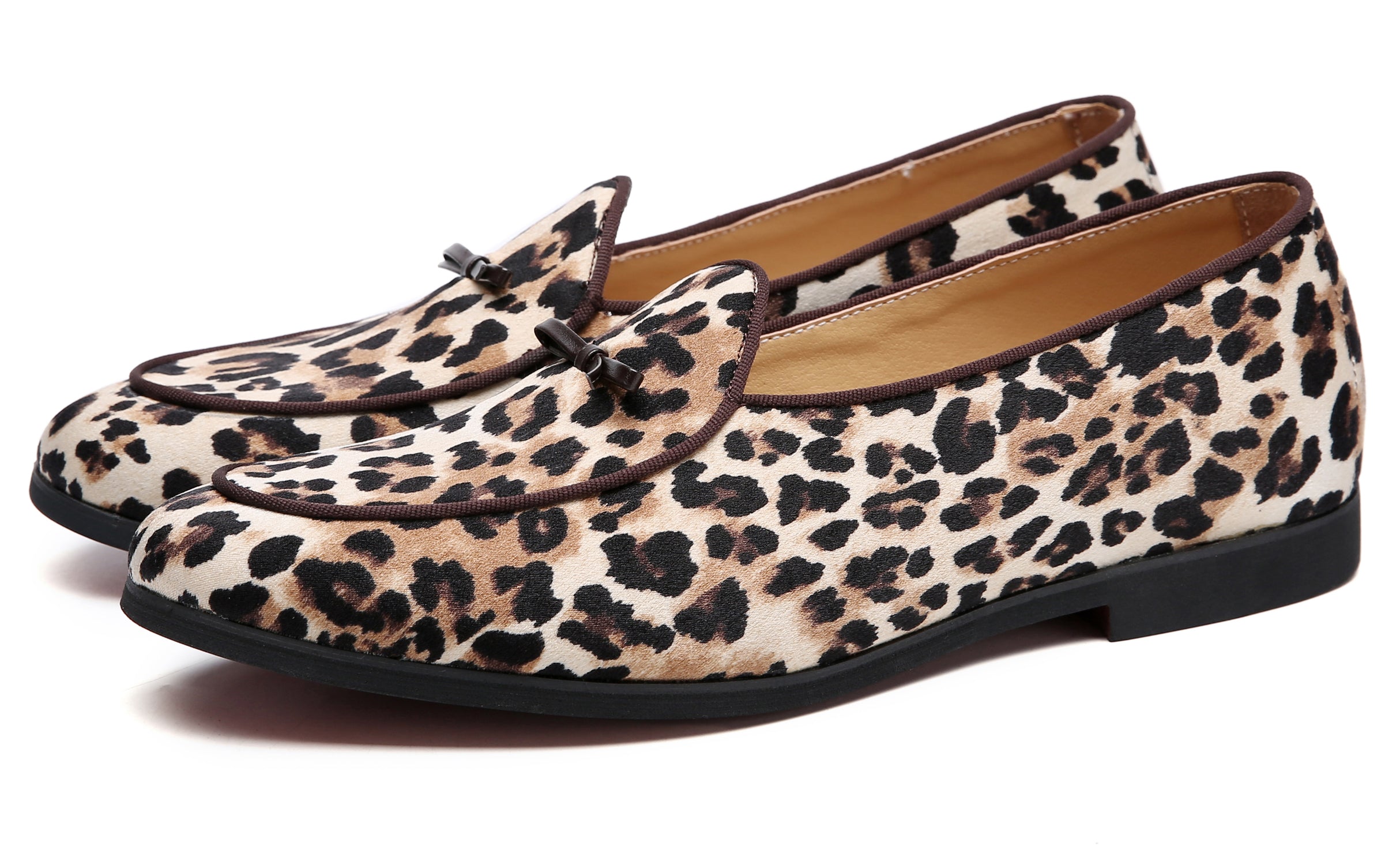 Men's Leopard Bow Casual Loafers