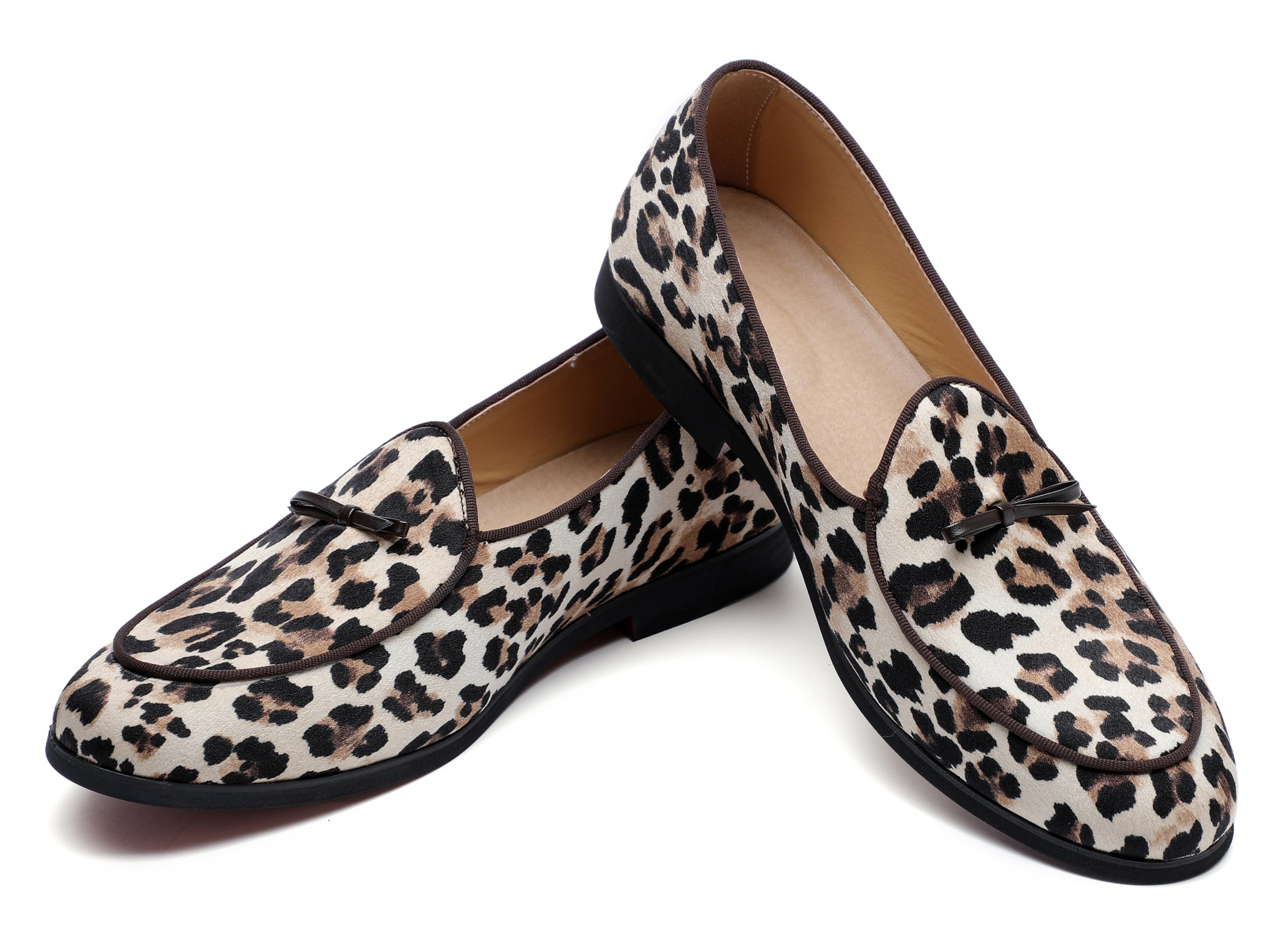 Men's Leopard Bow Casual Loafers